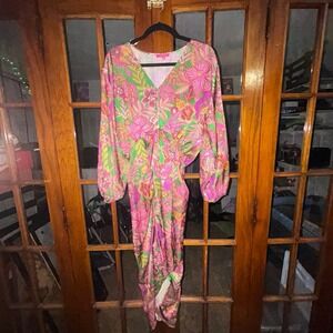 Flying Tomato Bohemian Dress Women's M Multicolor Floral Long Sleeve EUC
